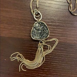 Gold and gray stone necklace